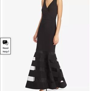 Lauren Ralph Lauren Tulle-Panel Jersey Gown black size 2